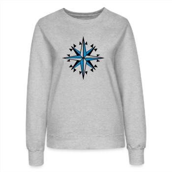 Navigation, Kompass, Windrose-Orientierungslauf - Frauen Sweatshirt - Grau meliert - Vorne - AI Model Female 172 dark (172cm)