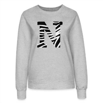 Buchstabe n Zebra - Frauen Sweatshirt - Grau meliert - Vorne - AI Model Female 172 dark (172cm)