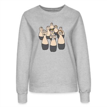 Kegeln/Bowling - Frauen Sweatshirt - Grau meliert - Vorne - AI Model Female 172 dark (172cm)