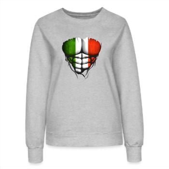 italie drapeau torse corps muscle abdos - Sweat Femme - gris chiné - Devant - AI Model Female 172 dark (172cm)