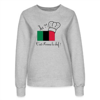 Nonna le chef - Sweat Femme - gris chiné - Devant - AI Model Female 172 dark (172cm)