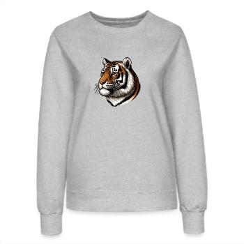Kopf eines mächtigen und majestätischen Tigers - Frauen Sweatshirt - Grau meliert - Vorne - AI Model Female 172 dark (172cm)