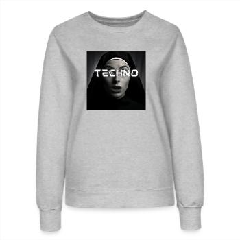 Surprised Techno Nun Design - Ready to Rave - Frauen Sweatshirt - Grau meliert - Vorne - AI Model Female 172 dark (172cm)