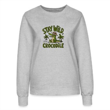 Ambiance crocodile sauvage - Sweat Femme - gris chiné - Devant - AI Model Female 172 dark (172cm)