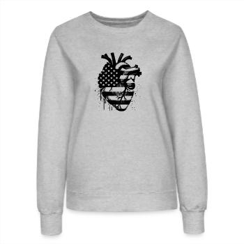 Anatomisches Herz mit patriotischer USA-Flagge - Frauen Sweatshirt - Grau meliert - Vorne - AI Model Female 172 dark (172cm)