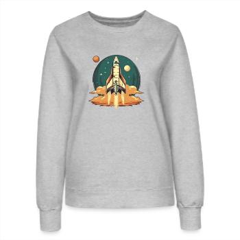 Vintage Design - Rocket - Sweat Femme - gris chiné - Devant - AI Model Female 172 dark (172cm)