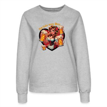 Mein Liebe Bier png - Frauen Sweatshirt - Grau meliert - Vorne - AI Model Female 172 dark (172cm)