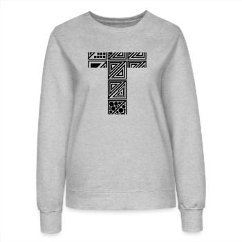 Buchstabe T - Frauen Sweatshirt - Grau meliert - Vorne - AI Model Female 172 dark (172cm)
