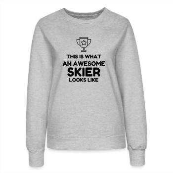 Skifahren Skifahrer Sport Ski Spieler - Frauen Sweatshirt - Grau meliert - Vorne - AI Model Female 172 dark (172cm)