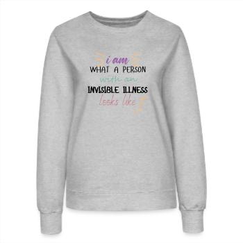 I am - dark - Women’s Sweatshirt - heather grey - Front - AI Model Female 172 dark (172cm)