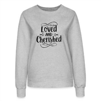 geliebt - Frauen Sweatshirt - Grau meliert - Vorne - AI Model Female 172 dark (172cm)