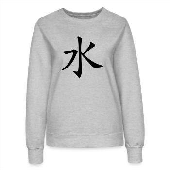 Mizu Kanji (Wasser / Eau) - Frauen Sweatshirt - Grau meliert - Vorne - AI Model Female 172 dark (172cm)