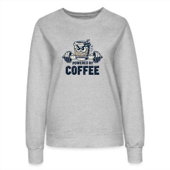 Powered by Coffee ☕💪 - Women’s Sweatshirt - heather grey - Front - AI Model Female 172 dark (172cm)