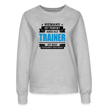 Funshirt Trainer - Frauen Sweatshirt - Grau meliert - Vorne - AI Model Female 172 dark (172cm)