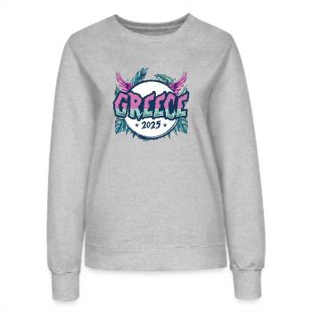 Vacances Grèce 2025 - Sweat Femme - gris chiné - Devant - AI Model Female 172 dark (172cm)