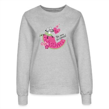 Cute Mouse with Melon - Women’s Sweatshirt - heather grey - Front - AI Model Female 172 dark (172cm)