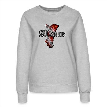 T-shirt design Alsace Région - Sweat Femme - gris chiné - Devant - AI Model Female 172 dark (172cm)