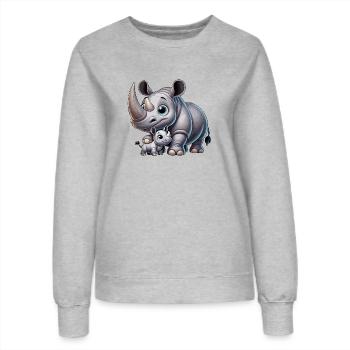 Rhinoceros mother with child - Women’s Sweatshirt - heather grey - Front - AI Model Female 172 dark (172cm)