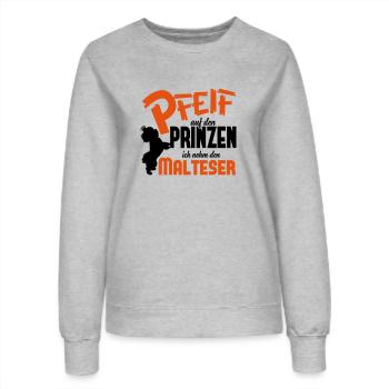 Hundeshirt: Ich nehm den Malteser - Frauen Sweatshirt - Grau meliert - Vorne - AI Model Female 172 dark (172cm)
