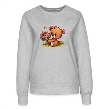 teddy bear 1 - Sweat Femme - gris chiné - Devant - AI Model Female 172 dark (172cm)