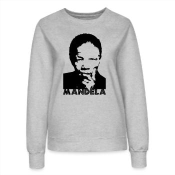 Nelson Mandela - Sweat Femme - gris chiné - Devant - AI Model Female 172 dark (172cm)