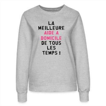 Aide A Domicile / Ménage / Auxiliaire de vie - Sweat Femme - gris chiné - Devant - AI Model Female 172 dark (172cm)
