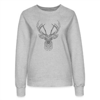 cerf trait - Sweat Femme - gris chiné - Devant - AI Model Female 172 dark (172cm)