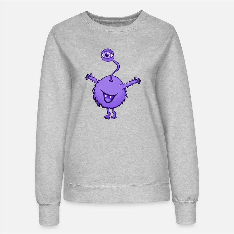 Monster lilla med øje - Sweatshirt til damer - grå meleret