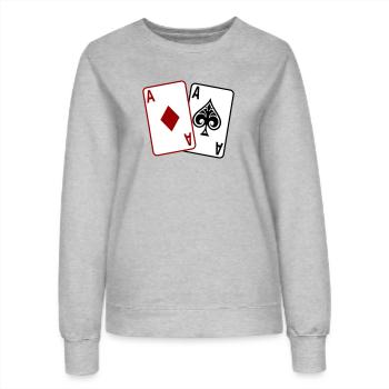 Cartes de poker – Texas Hold’em Casino Design - Sweat Femme - gris chiné - Devant - AI Model Female 172 dark (172cm)