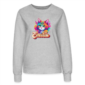 Emilia, nom de jeune fille, prénom préféré - Sweat Femme - gris chiné - Devant - AI Model Female 172 dark (172cm)