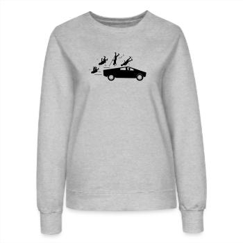 Evolution Unfall Tesla Cybertruck von Musk - Frauen Sweatshirt - Grau meliert - Vorne - AI Model Female 172 dark (172cm)