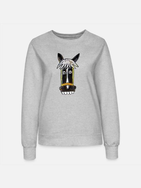 verrücktes Pferd Seppl Comic - Frauen Sweatshirt - Grau meliert