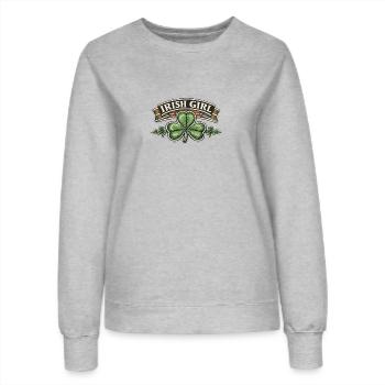 Irish Girl Shamrock Emblem - Frauen Sweatshirt - Grau meliert - Vorne - AI Model Female 172 dark (172cm)