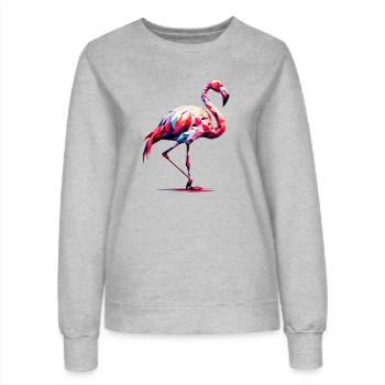 Polygonaler Flamingo - Frauen Sweatshirt - Grau meliert - Vorne - AI Model Female 172 dark (172cm)