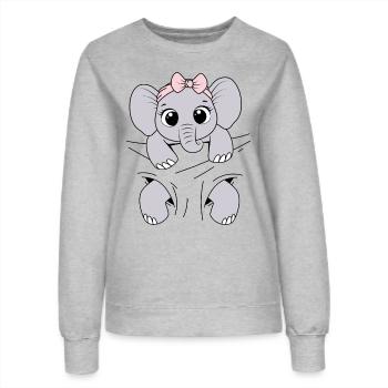 Babyelefant tragen Tier Elefantenbaby Baby Elefant - Frauen Sweatshirt - Grau meliert - Vorne - AI Model Female 172 dark (172cm)