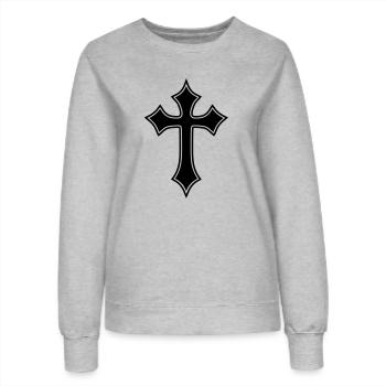 Gothic Cross__V003 - Women’s Sweatshirt - heather grey - Front - AI Model Female 172 dark (172cm)