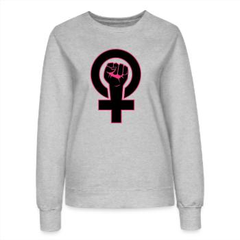 feministin - Women’s Sweatshirt - heather grey - Front - AI Model Female 172 dark (172cm)
