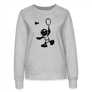 dessin cartoon BD sport badminton rigolo - Sweat Femme - gris chiné - Devant - AI Model Female 172 dark (172cm)