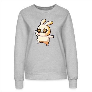 Easter Bunny - Lapin dansant avec des lunettes de soleil rétro - Sweat Femme - gris chiné - Devant - AI Model Female 172 dark (172cm)