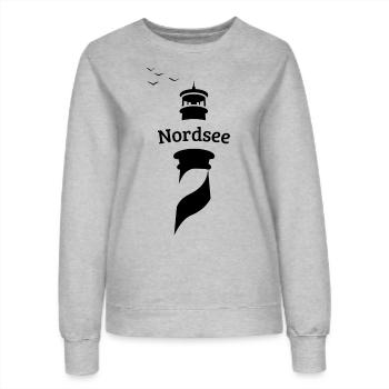 Nordsee Leuchtturm - Möwen - Frauen Sweatshirt - Grau meliert - Vorne - AI Model Female 172 dark (172cm)