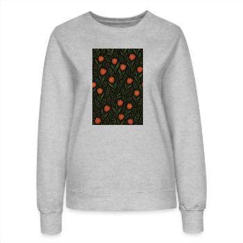 Motif Tulipe - Sweat Femme - gris chiné - Devant - AI Model Female 172 dark (172cm)