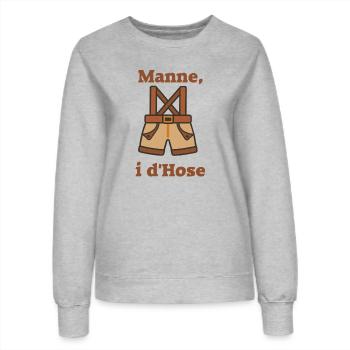Schwinger Manne i d Hose Schwingerhose - Frauen Sweatshirt - Grau meliert - Vorne - AI Model Female 172 dark (172cm)
