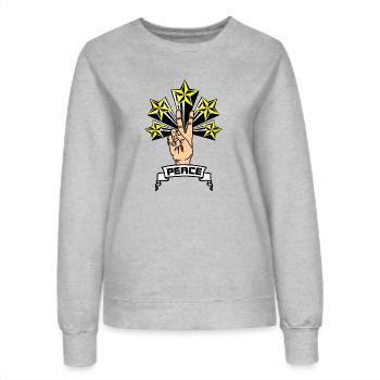 Paix 5 étoiles jaunes - Sweat Femme - gris chiné - Devant - AI Model Female 172 dark (172cm)