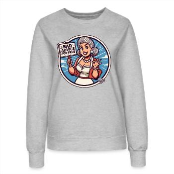 Potins de femme au foyer : Mauvais conseils gratuits - Sweat Femme - gris chiné - Devant - AI Model Female 172 dark (172cm)