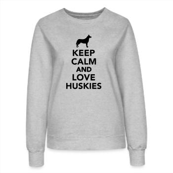 Keep calm and love Huskies - Sweat Femme - gris chiné - Devant - AI Model Female 172 dark (172cm)