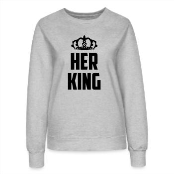 Her King - Women’s Sweatshirt - heather grey - Front - AI Model Female 172 dark (172cm)