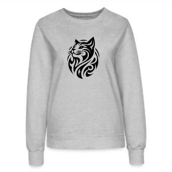 Minimalist cat tattoo with stripes - Women’s Sweatshirt - heather grey - Front - AI Model Female 172 dark (172cm)