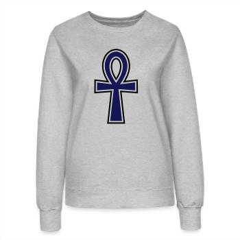 Ankh Cross__V002 - Sweat Femme - gris chiné - Devant - AI Model Female 172 dark (172cm)