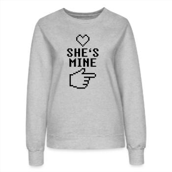 She's Mine 8-Bit - Sweat Femme - gris chiné - Devant - AI Model Female 172 dark (172cm)