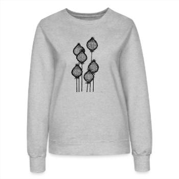 Poppy buds or pineapple on a stick? Black abstract - Women’s Sweatshirt - heather grey - Front - AI Model Female 172 dark (172cm)